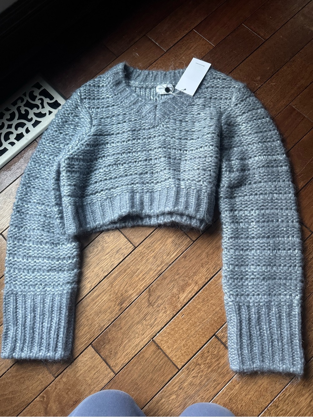 Lovers + Friends Cropped Crew Sweater - Light Gray